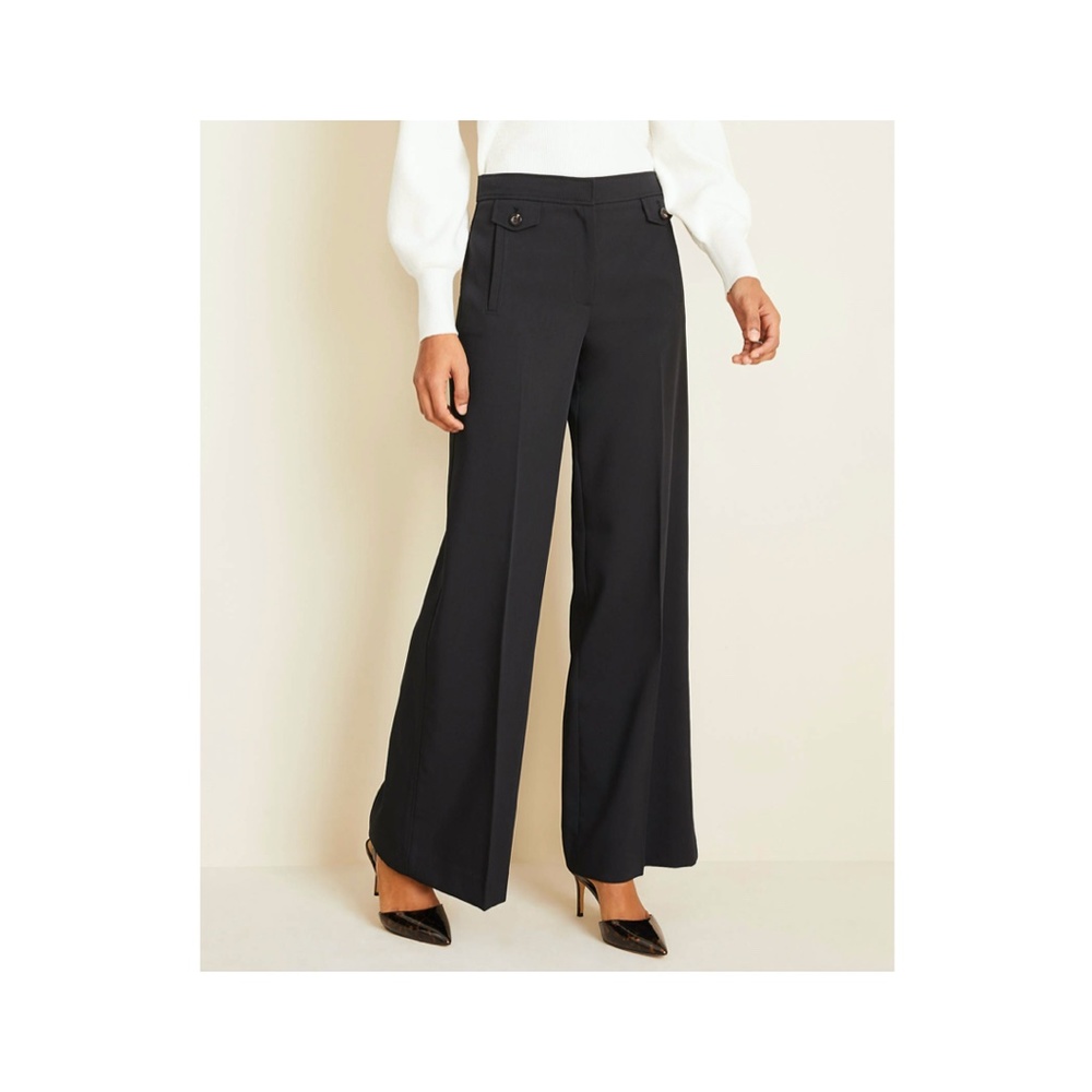 Button Trim Wide Leg Pant - FITS LIKE 16